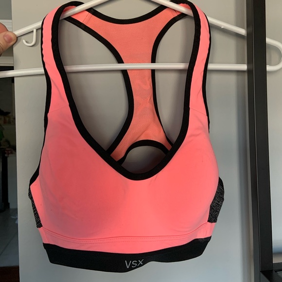 Victoria Secret Pink&Black Sports Bra 32B - Picture 1 of 4